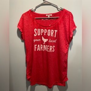 NWT Maurices Red Support Your Local Farmers Tee - Size L